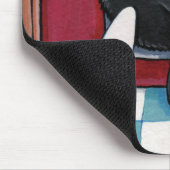 Tuxedo Cat Stuck in a Cat Flap - Funny Cat Art Muismat (Hoek)