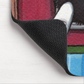 Tuxedo Cat Stuck in a Cat Flap - Funny Cat Art Muismat (Hoek)