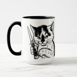 Tuxedo Cat Switchblade Attitude Mok by Phil Elmore