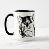 Tuxedo Cat Switchblade Attitude Mug by Phil Elmore Mok (Links)