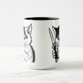 Tuxedo Cat Switchblade Attitude Mug by Phil Elmore Mok (Midden)
