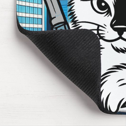 Tuxedo Cat Switchblade Mousepad by Phil Elmore Muismat (Hoek)