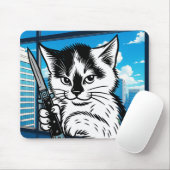 Tuxedo Cat Switchblade Mousepad by Phil Elmore Muismat (Met muis)
