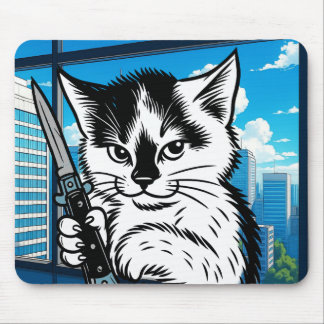 Tuxedo Cat Switchblade Mousepad by Phil Elmore Muismat