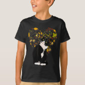 Tuxedo Cat T Shirt Gift Autumn Fall Leaves Black A (Voorkant)