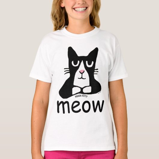 TUXEDO CAT t-shirts, Panda Kat KINDER MEOW T-shirt (Voorkant)