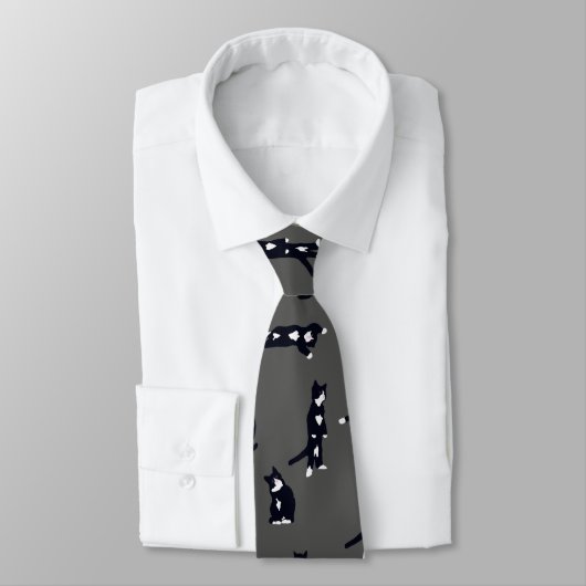 Tuxedo Cat Tie – Cute Black & White Cat Pattern on Stropdas (Gebonden)