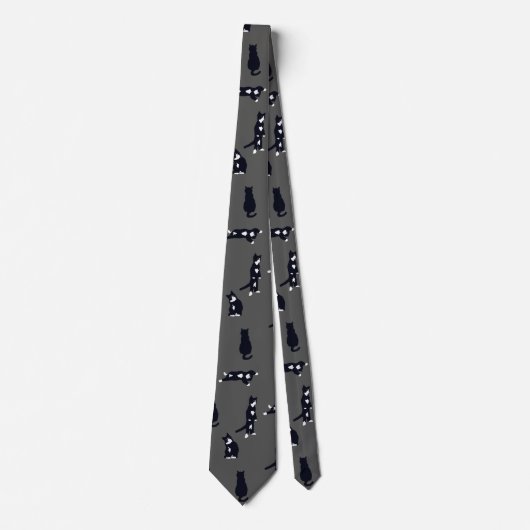 Tuxedo Cat Tie – Cute Black & White Cat Pattern on Stropdas (Voorkant)