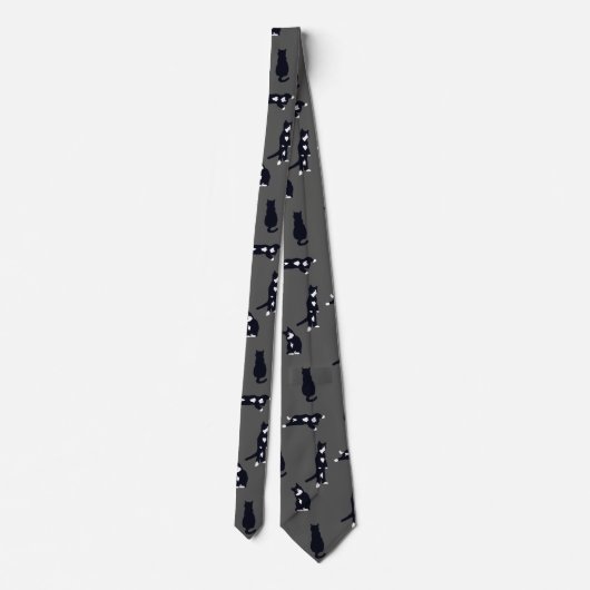 Tuxedo Cat Tie – Cute Black & White Cat Pattern on Stropdas (Achterkant)