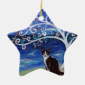 Tuxedo Cat & Tree of Life Keramisch Ornament (Voorkant)