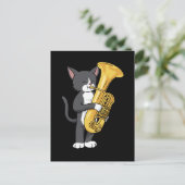 Tuxedo Cat Tuba Gifts Women Man marching Band Tuba Briefkaart (Staand voorkant)