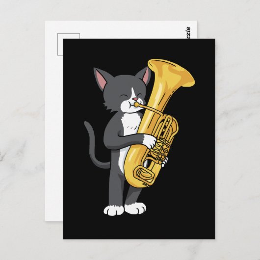 Tuxedo Cat Tuba Gifts Women Man marching Band Tuba Briefkaart (Voorkant / Achterkant)
