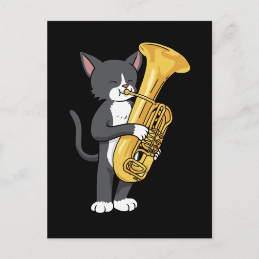 Tuxedo Cat Tuba Gifts Women Man marching Band Tuba Briefkaart (Voorkant)