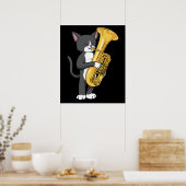 Tuxedo Cat Tuba Gifts Women Man marching Band Tuba Poster (Keuken)