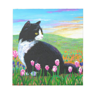 Tuxedo Cat Tulips Creationarts Notitieblok