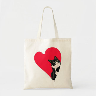 Tuxedo Cat Valentijn Heart for Kitten en Animal L Tote Bag
