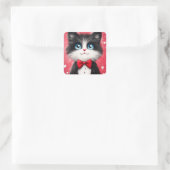 Tuxedo Cat Valentijn Vierkante Sticker (Tas)