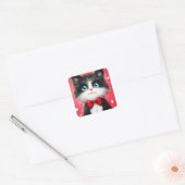 Tuxedo Cat Valentijn Vierkante Sticker (Envelop)