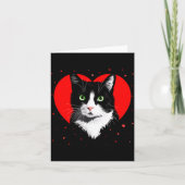 Tuxedo Cat Valentine Heart For Kitten And Animal L Kaart (Voorkant)