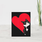Tuxedo Cat Valentine Heart For Kitten And Animal L Kaart (Voorkant)