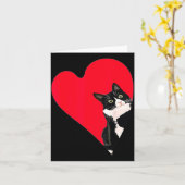 Tuxedo Cat Valentine Heart For Kitten And Animal L Kaart (Gele Bloem)