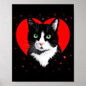 Tuxedo Cat Valentine Heart For Kitten And Animal L Poster (Voorkant)