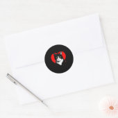 Tuxedo Cat Valentine Heart For Kitten And Animal L Ronde Sticker (Envelop)