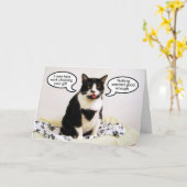 Tuxedo Cat Verjaardag Humor Kaart (Gele Bloem)