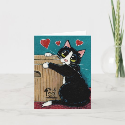 Tuxedo Cat verliefd op Box Note Kaart (Voorkant)