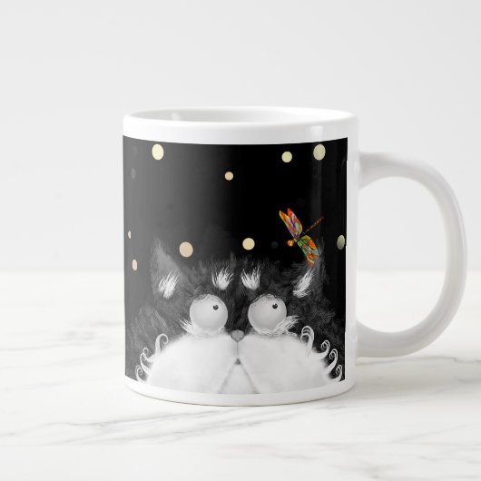 Tuxedo Cat Veroverd door Dragonfly Grote Koffiekop (Rechts)