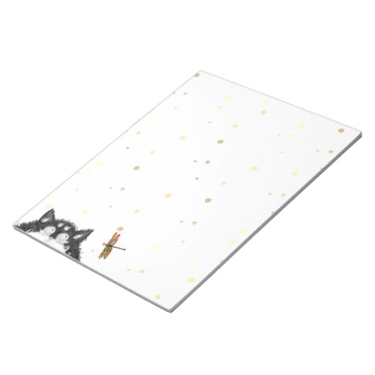 Tuxedo Cat Veroverd door Dragonfly Notitieblok (Schuin)