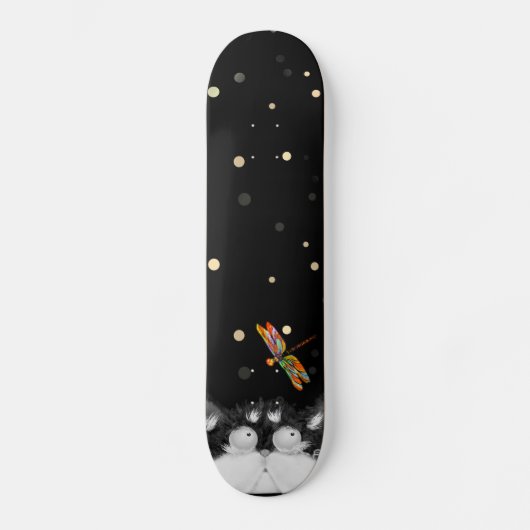 Tuxedo Cat Veroverd door Dragonfly Persoonlijk Skateboard (Voorkant)