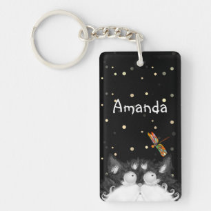 Tuxedo Cat Veroverd door Dragonfly Sleutelhanger