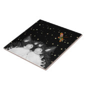 Tuxedo Cat Veroverd door Dragonfly Tegeltje (Zijkant)