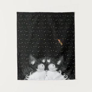 Tuxedo Cat Veroverd door Dragonfly Wandkleed