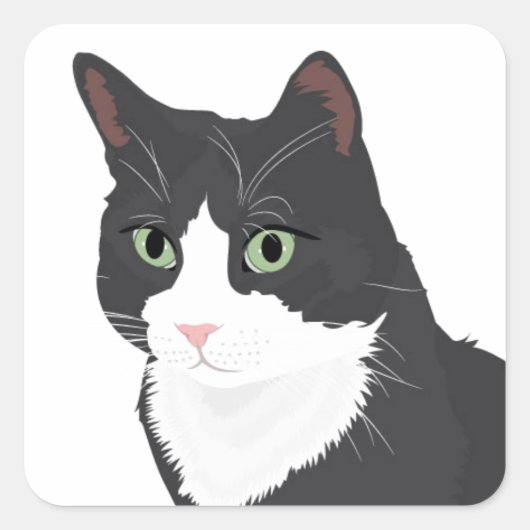 Tuxedo Cat Vierkante Sticker (Voorkant)