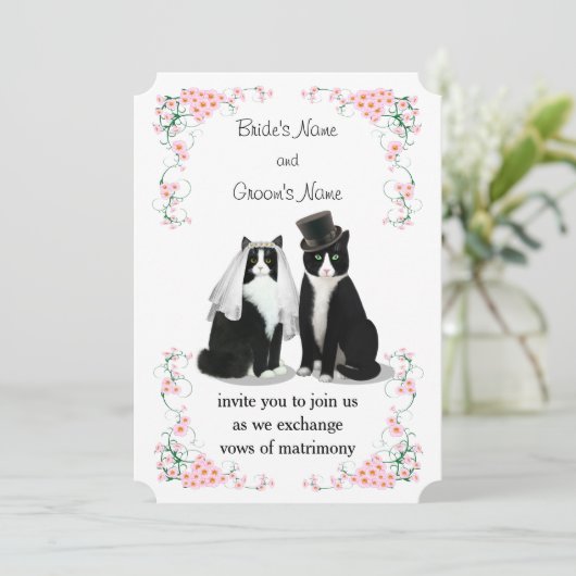 Tuxedo Cat Wedding Kaart (Staand voorkant)