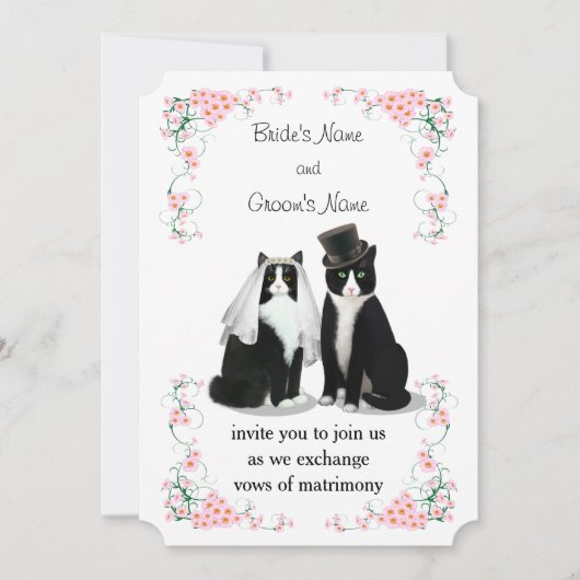 Tuxedo Cat Wedding Kaart (Voorkant)