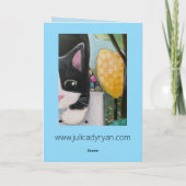 Tuxedo Cat Whimsical Art Kaart (Achterkant)