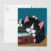 Tuxedo Cat & White Mice Bedtime Verhaal Illustrati Briefkaart (Voorkant / Achterkant)