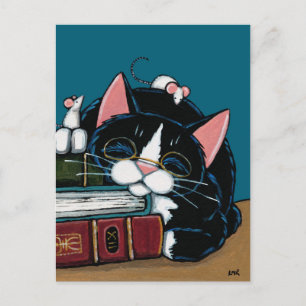 Tuxedo Cat & White Mice Bedtime Verhaal Illustrati Briefkaart