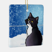 Tuxedo Cat Window Ceramic Ornament (Rechts)