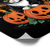 Tuxedo Cat Witch Pet Halloween Y Jack O Lantern Pu Poster (Hoek)