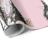 Tuxedo Cat Zwart-Wit Katten Baby Roze Cadeaupapier (Rol Hoek)