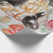 Tuxedo Cat Zwart-Wit Katten Baby Roze Cadeaupapier (Hoek)