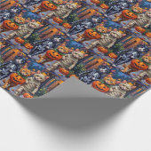 Tuxedo Cats Trick-or-Treating in Halloween Costume Cadeaupapier (Hoek)