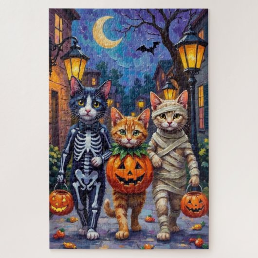 Tuxedo Cats Trick-or-Treating in Halloween Costume Legpuzzel (Verticaal)