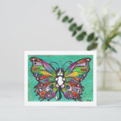 Tuxedo Catterfly Cat/Butterfly Whimsical Fantasy Briefkaart (Staand voorkant)