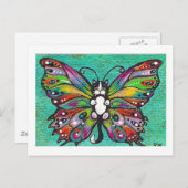 Tuxedo Catterfly Cat/Butterfly Whimsical Fantasy Briefkaart (Voorkant / Achterkant)