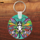 Tuxedo Catterfly Cat/Butterfly Whimsical Fantasy Sleutelhanger (Voorkant)